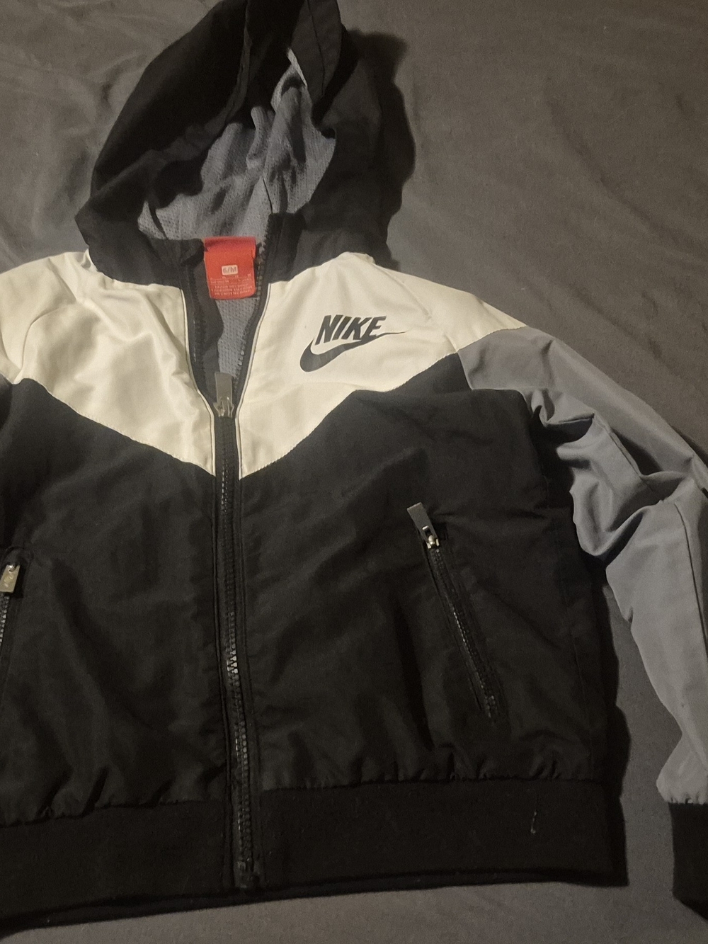 Nike Black White Gray Colorblock Hooded Windbreaker